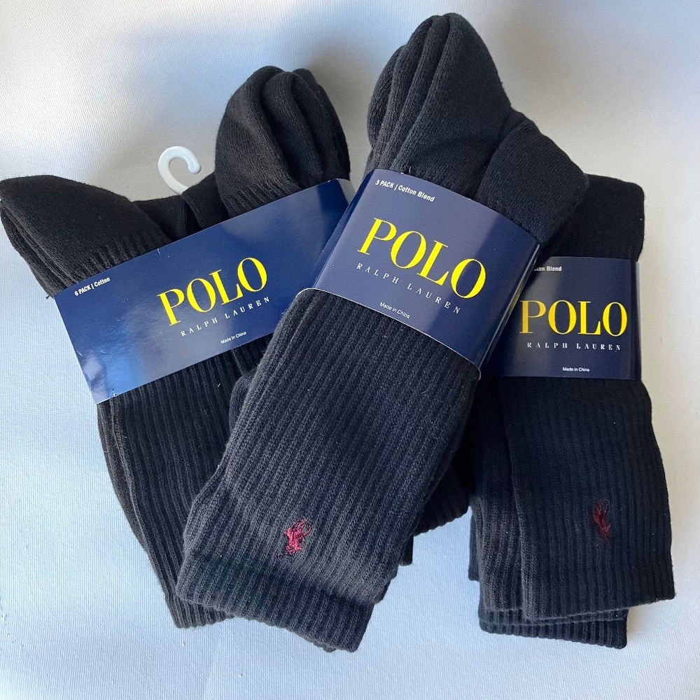 POLO RALPH LAUREN Black Men's Athletic Performance Cotton Socks | Dress socks